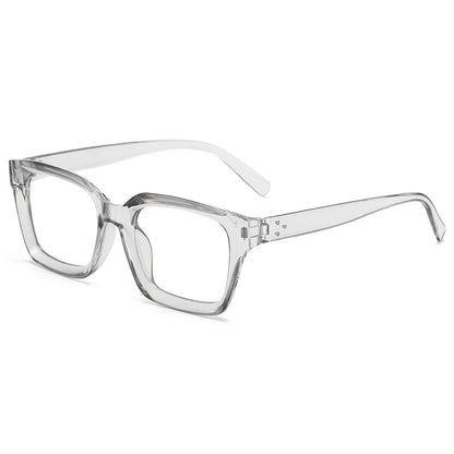 Square blue light blocking glasses, bare face rice spike glasses for men and women, high aesthetic value, versatile decorative flat light glasses for both European and American use