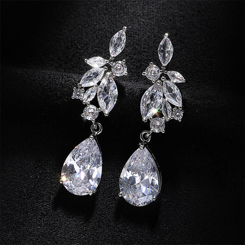 RAKOL Korean Style Ins Trendy Earrings Fashionable Pear-shaped Waterdrop Zircon Earrings for Women Beautiful Floral Earrings Wholesale