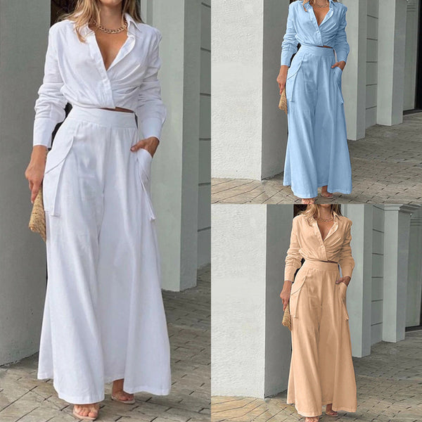 2026 Amazon European and American Clothing New INS Style Temperament Commuter Trend Shirt Fashion Set Women's Two-Piece Set