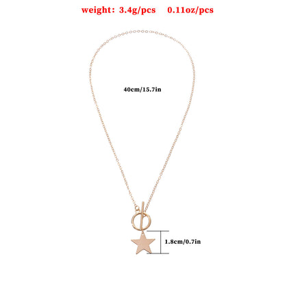 European and American cross-border jewelry fashion trend five-pointed star pendant women's necklace personality and temperament simple women's necklace