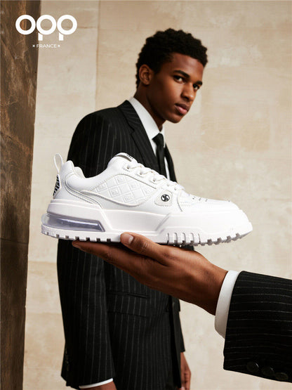 OPP casual board shoes 2026 spring men's air cushion shock absorption sports versatile popular low-top high-end white shoes