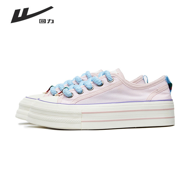 Pullback simple daily platform shoes female college style youth show long legs student board shoes Korean solid color versatile single shoes