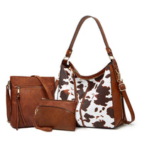 Cow print brown three-piece set