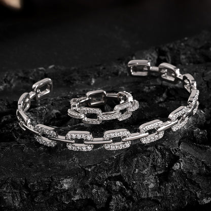 European and American cross-border diamond-set zircon open-top bracelet ring, light luxury, high-end temperament, niche, versatile, and fashionable