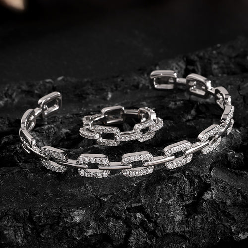 European and American cross-border diamond-set zircon open-top bracelet ring, light luxury, high-end temperament, niche, versatile, and fashionable
