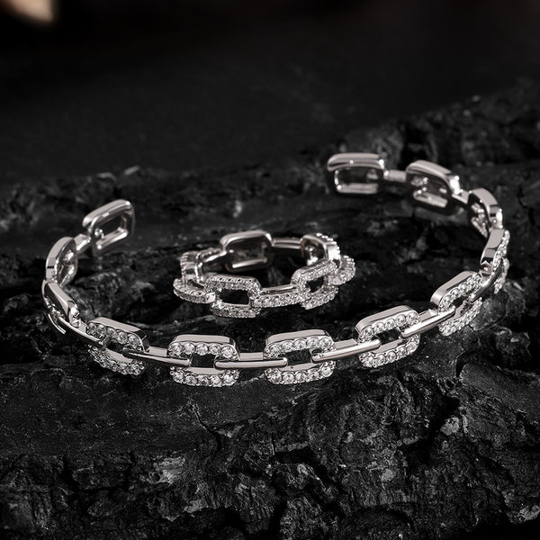 European and American cross-border diamond-set zircon open-top bracelet ring, light luxury, high-end temperament, niche, versatile, and fashionable | Ciaura