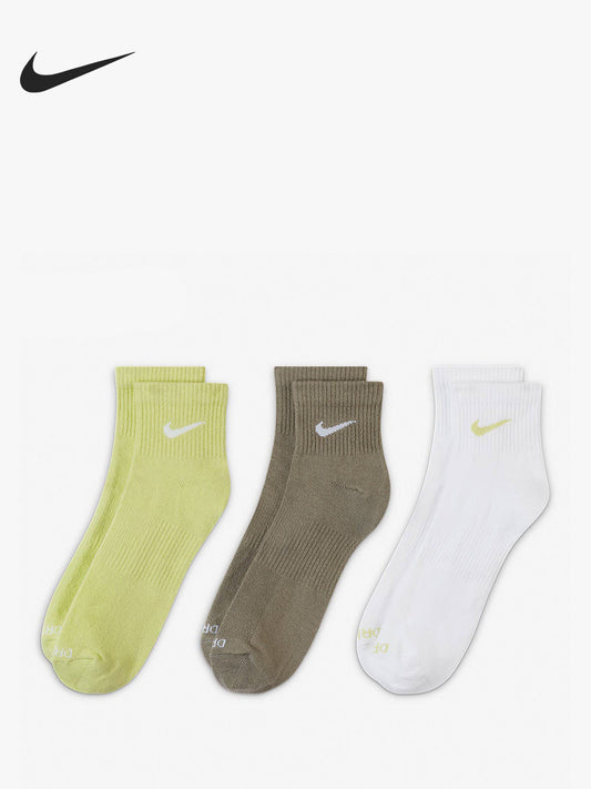 Nike/Nike Oficial Genuíno Meias Desportivas Multicolor para Homem e Mulher para Treino e Uso Casual - Pacote Triplo SX6893-906