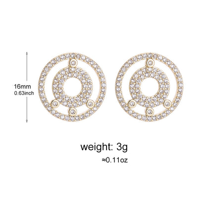 Cross-border foreign trade accessories Meijia V gold large full diamond double circle ring luxury necklace with 18K gold plated fashion sweater chain