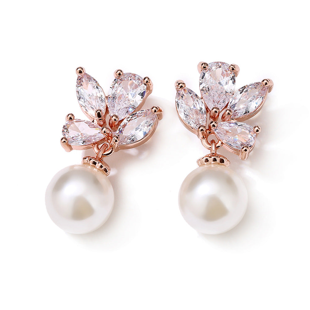 RAKOL exquisite petite pearl earrings for women, fresh and fashionable from Japanese and Korean styles, versatile zircon earrings, Yiwu accessories