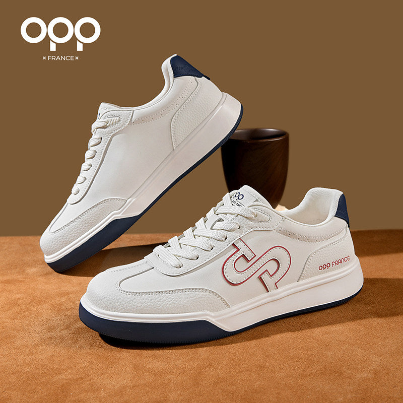 OPP men's shoes spring 2026 new light luxury high-end leather outdoor sports leisure low-top small whiteboard shoes for men