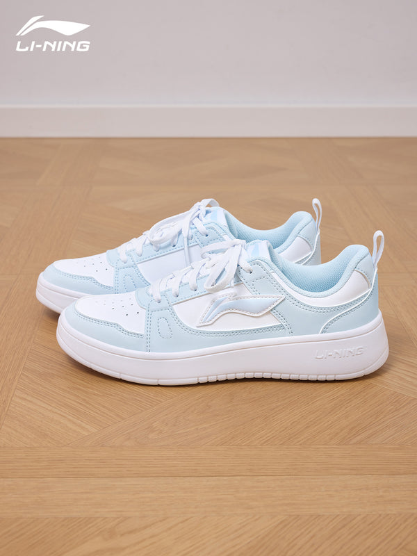 Li-Ning sneakers for women, clear sky trendy versatile blue casual shoes, lightweight low-top sneakers, and women's white sneakers