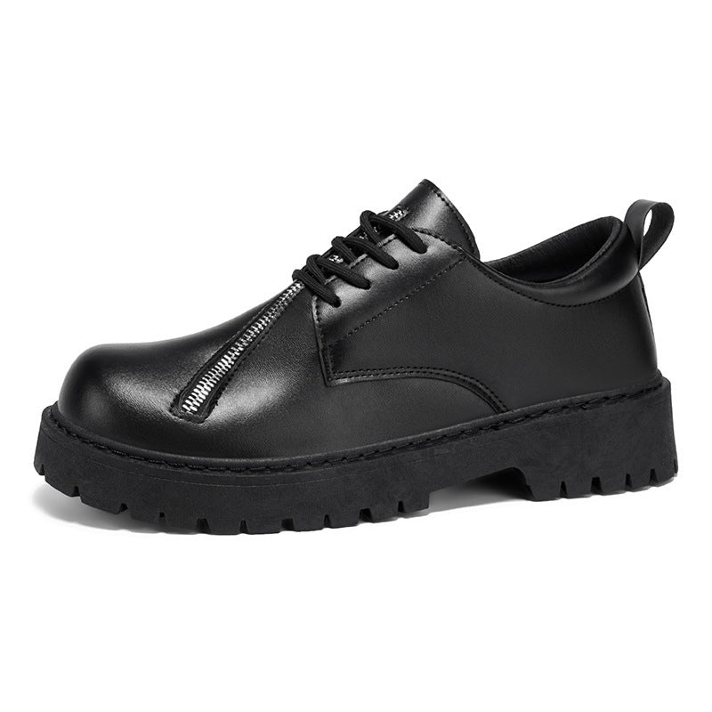 2026 Spring New Big Head Men's Shoes: Casual Vintage Style Thick-Soled Men's Shoes, Height-Enhancing British Black Classic Men's Shoes