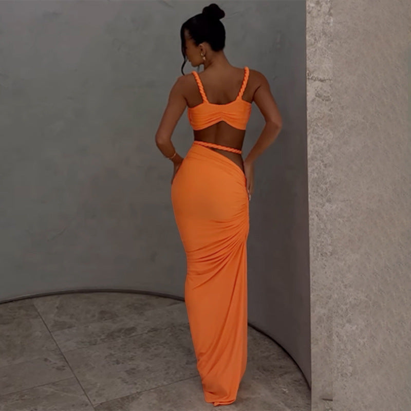 Cross-border wholesale 2025 new women's style European and American style sexy bikini suspender slim fit hip skirt set for women