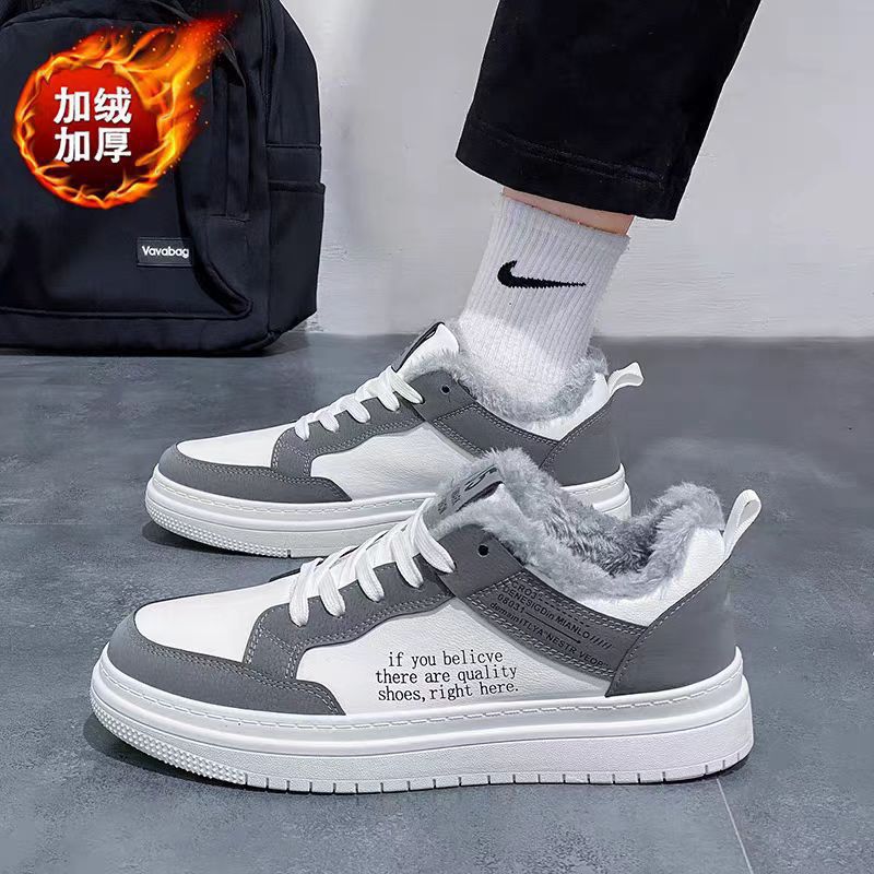 2025 Autumn/Winter New Fleece-Lined Sneakers, Youth Casual Fleece-Lined Thickened Trendy Versatile Student Sports Sneakers