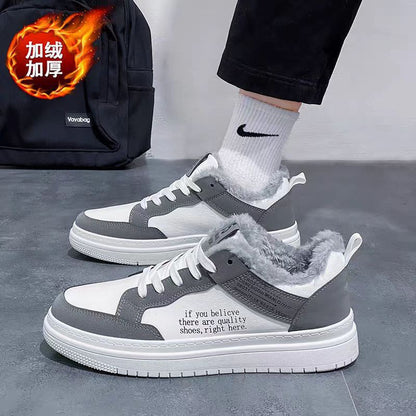 2025 Autumn/Winter New Fleece-Lined Sneakers, Youth Casual Fleece-Lined Thickened Trendy Versatile Student Sports Sneakers