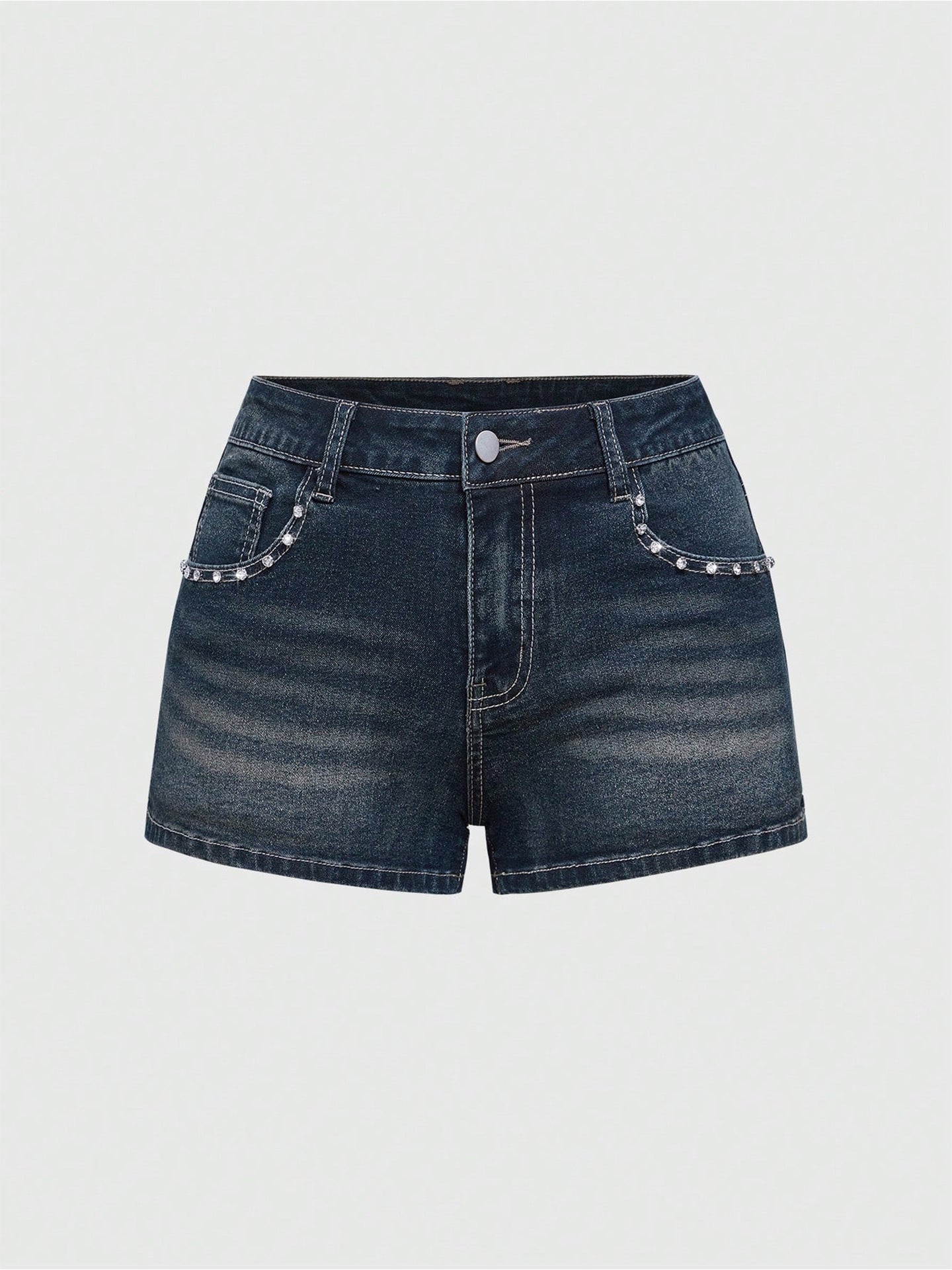 High-waisted slimming denim shorts, women's heavy industry embroidered nail beads, A-line hot girl style, new fashionable and versatile pants in summer