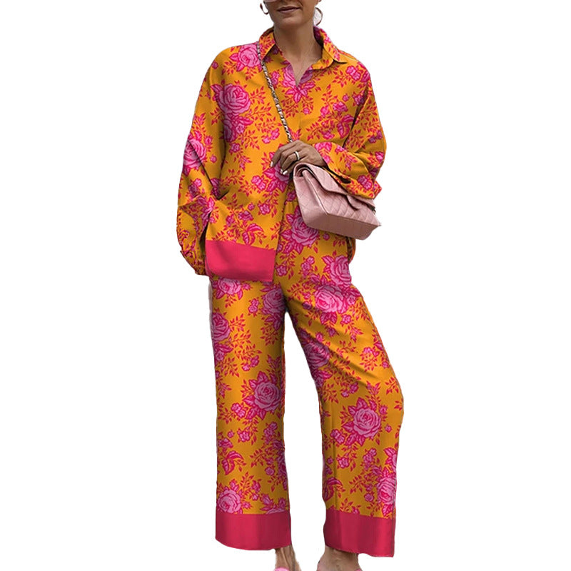 Foreign trade spring and autumn long-sleeved women's shirt set urban personality trendy brand 3D digital printing casual women's clothing 661