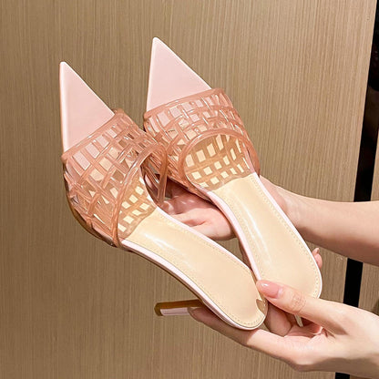 YX Transparent High Heels Women's Summer 2026 New Pointed Toe Stiletto Heel Sandals Versatile Slimming Niche Design Fashion Women's Shoes