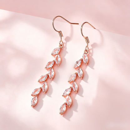 RAKOL Japan and South Korea new product long simple full inlaid zircon wheat ear earrings female ins trendy fashion temperament tassel ear hook