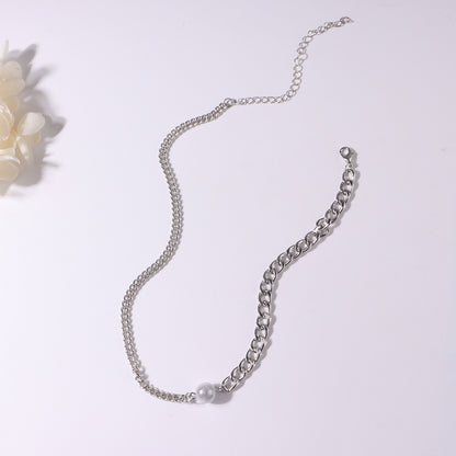 European and American cross-border jewelry, trendy short luminous pearl necklace, female punk, exaggerated fashion, simple chain necklace