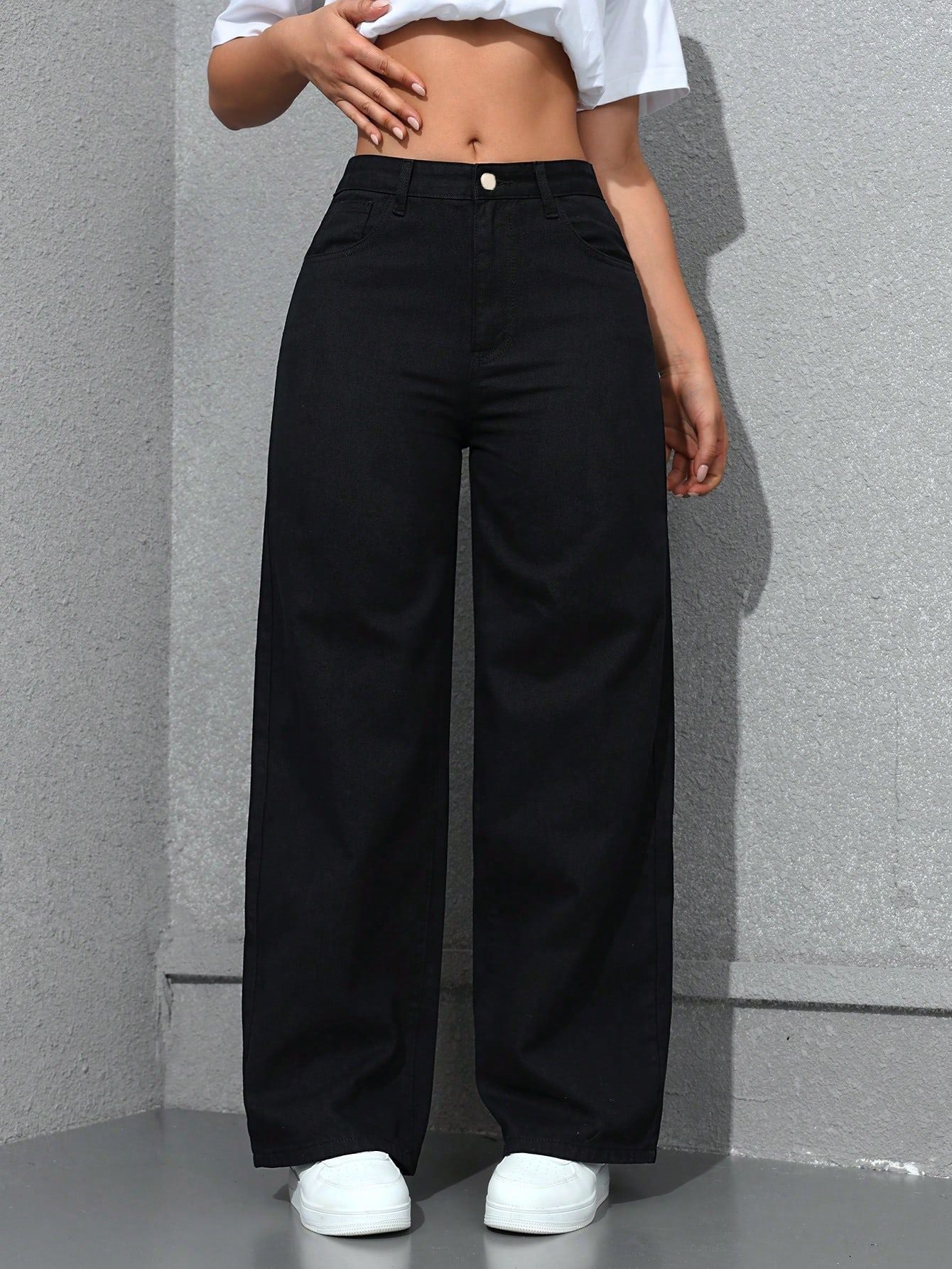American wide-leg denim trousers women's spring 2025 new wash loose slimming straight floor-length jeans JEANS