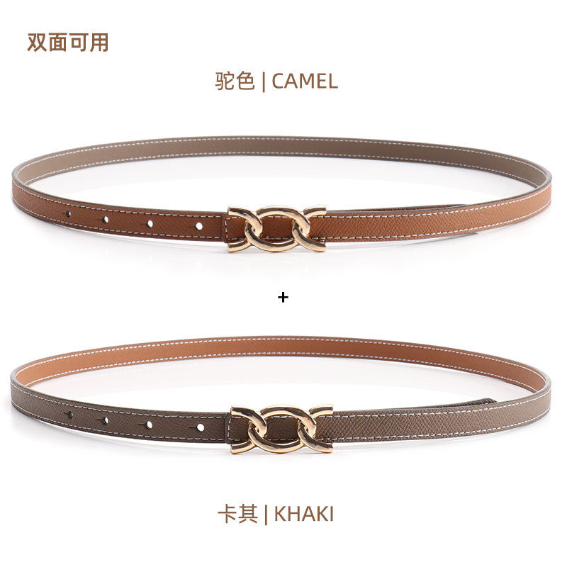 New alloy twist buckle women's belt versatile dress jeans belt women's double-sided 1.4 wide thin women's belt