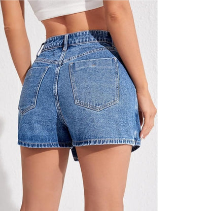 Cross-border bestseller [with A+ images] Amazon TEMU Shein slit women's clean denim short skirt pants cotton