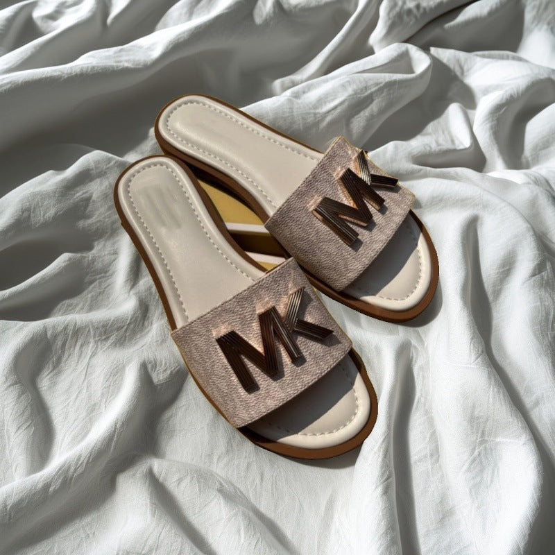 Comércio exterior 2025 novo nicho retro carta chinelos legais para as mulheres usarem chinelos de praia planos à beira-mar no verão