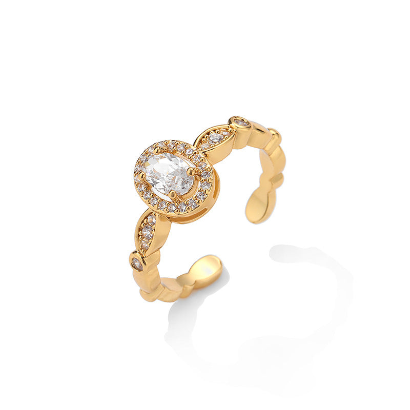 RAKOL Cross-border New Elegant Light Luxury Geometric Oval Zircon Bracelet Exquisite Versatile Open Ring Bracelet