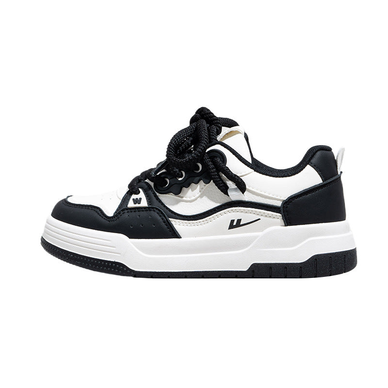 Pullback fashion versatile board shoes, black and white trendy design platform student shoes, four-season breathable casual shoes, women's shoes