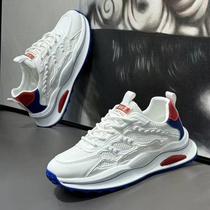 2026 Men's Breathable Mesh Summer Hollow Running Shoes, Comfortable Soft-Soled Student Trendy Shoes, Thin Versatile White Shoes
