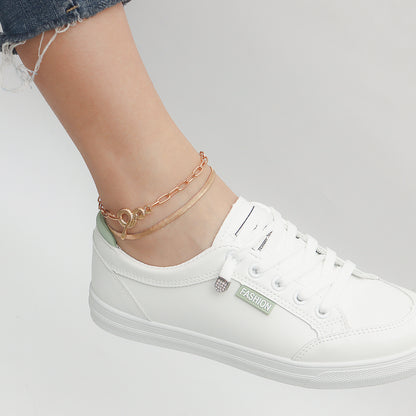 European and American cross-border jewelry, temperament, double-layer snake pendant anklet, girl's sense of luxury, trendy nightclub fashion footwear