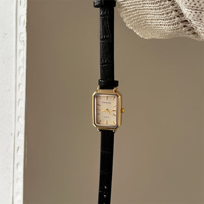 DOUKOU's new fashion hit light luxury student women's wristwatch, niche square watch, women's belt, cross-border