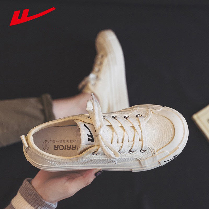 Pullback low-top solid color canvas shoes, Korean version student unisex couple shoes, fashionable, breathable, comfortable, and versatile platform shoes