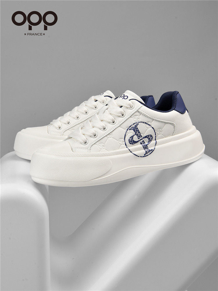 OPP platform shoes 2026 new spring men's sports heightening light luxury leather high-end black casual shoes