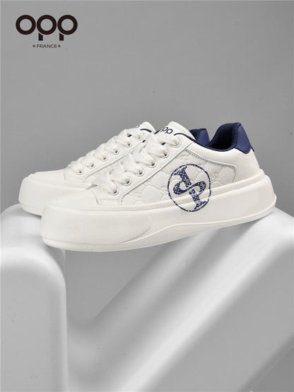 OPP platform shoes 2026 new spring men's sports heightening light luxury leather high-end black casual shoes