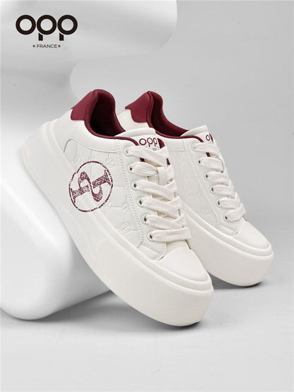 OPP platform shoes 2026 new spring men's sports heightening light luxury leather high-end black casual shoes