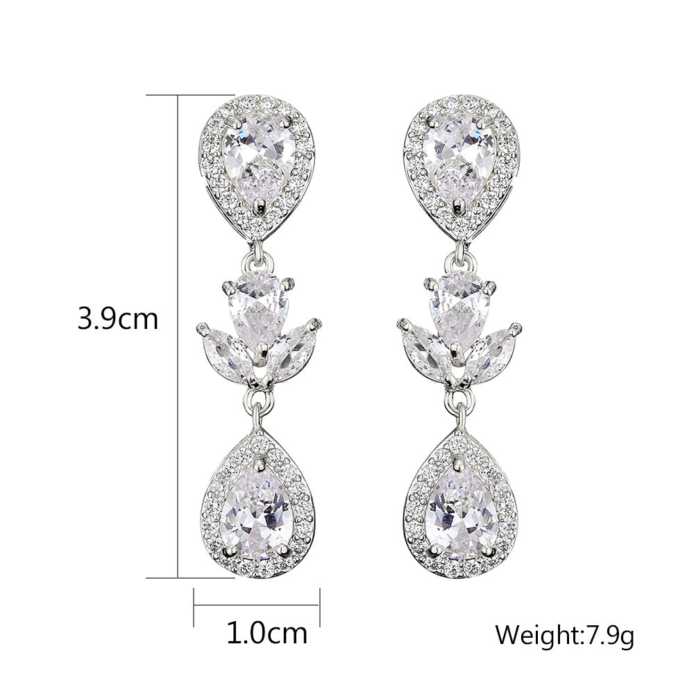 RAKOL in-stock wholesale zircon jewelry two-piece set, women's earrings, necklace, bridal wedding accessories