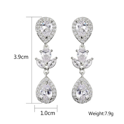 RAKOL in-stock wholesale zircon jewelry two-piece set, women's earrings, necklace, bridal wedding accessories