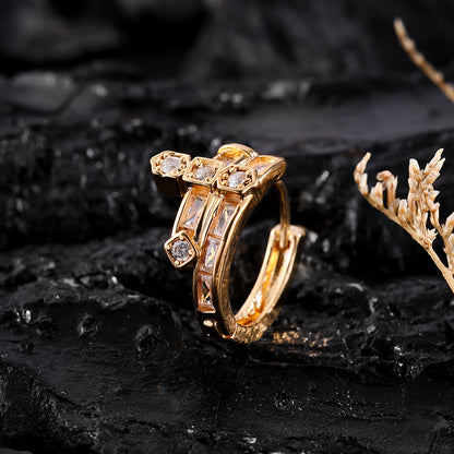 Original, European, American, exaggerated, niche, hip-hop style vintage earrings, high-end and lightly luxurious retro earrings with copper plating
