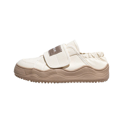 Pull back two canvas shoes women, 2025 spring platform muffin shoes, Velcro, one kick of lazy people, high-value shoes