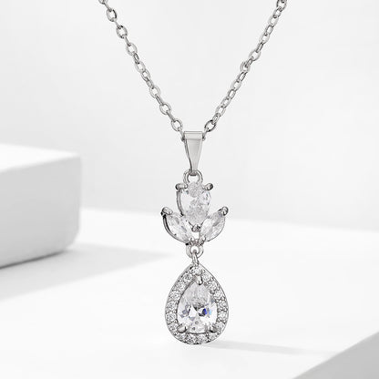 RAKOL in-stock wholesale zircon jewelry two-piece set, women's earrings, necklace, bridal wedding accessories