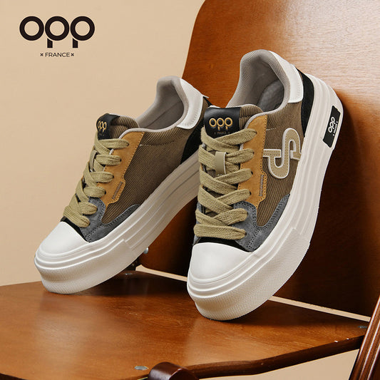 OPP spring board shoes, platform soles, comfortable retro casual shoes, fashion and versatile ruffian handsome men's shoes, low-top lace-up sneakers