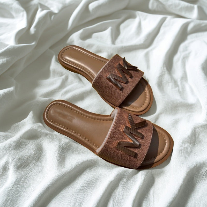 Comércio exterior 2025 novo nicho retro carta chinelos legais para as mulheres usarem chinelos de praia planos à beira-mar no verão