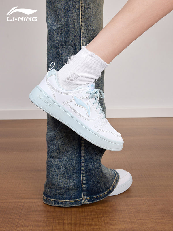 Li-Ning women's sneakers, 2026 summer new breathable versatile soft-soled casual sports shoes, white and blue student white sneakers