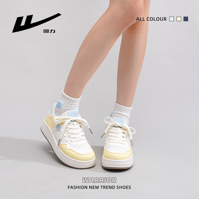 Huili New Sea Salt Fashion Board Shoes Sweet Kitten Casual Shoes Versatile Color Blocked Lace Comfortable Platform Shoes Wholesale