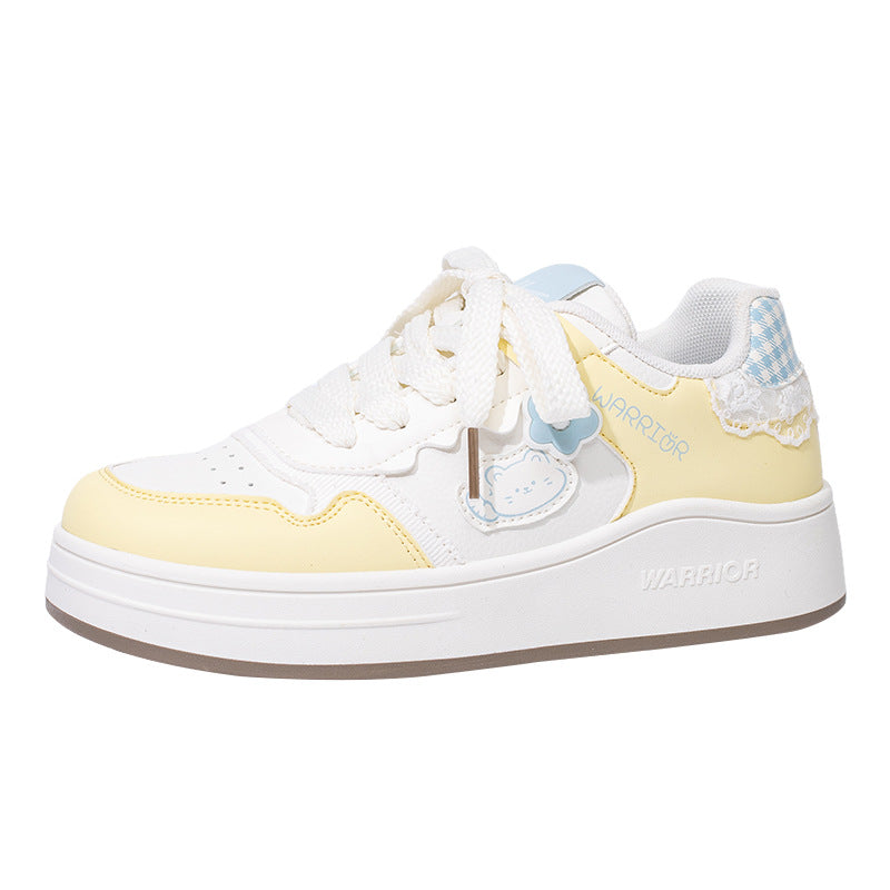 Huili New Sea Salt Fashion Board Shoes Sweet Kitten Casual Shoes Versatile Color Blocked Lace Comfortable Platform Shoes Wholesale