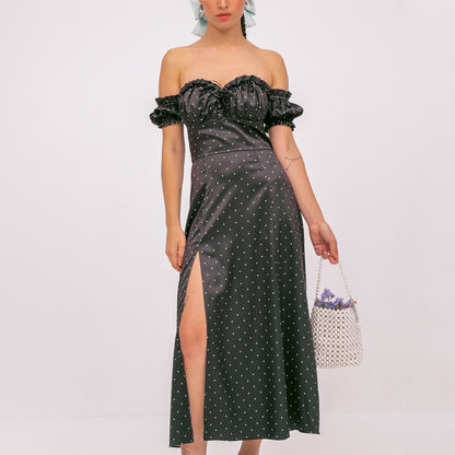 Spring 2026 new European and American cross-border women's clothing sexy and elegant slit fashion one-shoulder floral dress