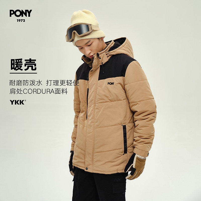 PONY autumn new men's and women's wear-resistant water-repellent warm outdoor sports woven cotton suit 243U2NC51KK