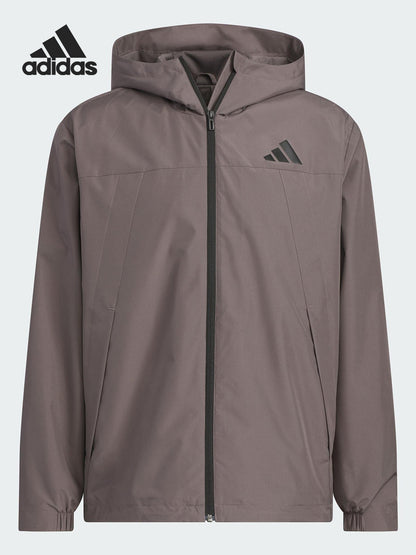 Adidas Official Genuine 2025 Men's and Women's Water-Repellent Woven Sports Hooded Jacket KB1750